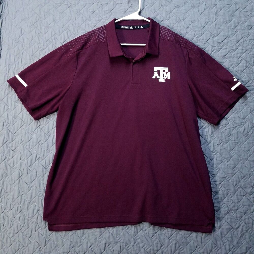 Adidas Golf Polo Shirt Mens 2XL Red ATM Short Sleeve Collared Dark Climalite